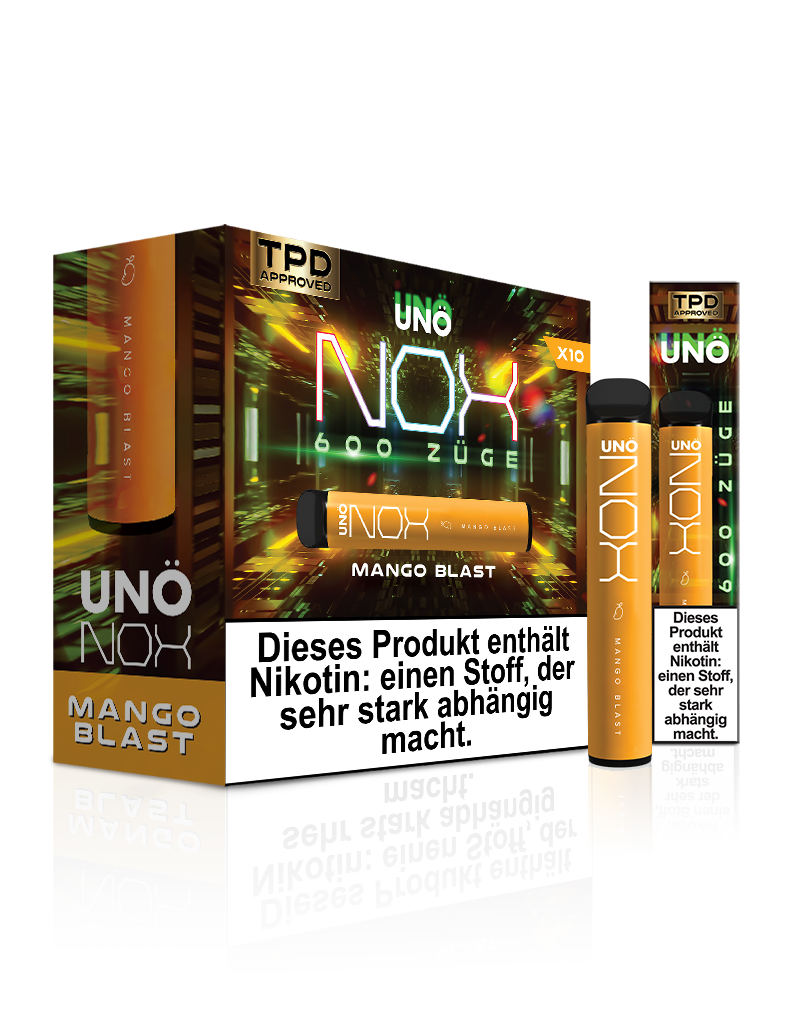 UNONOX Vapes - ca. 700 Züge - 2% Nikotin - Mango Blast