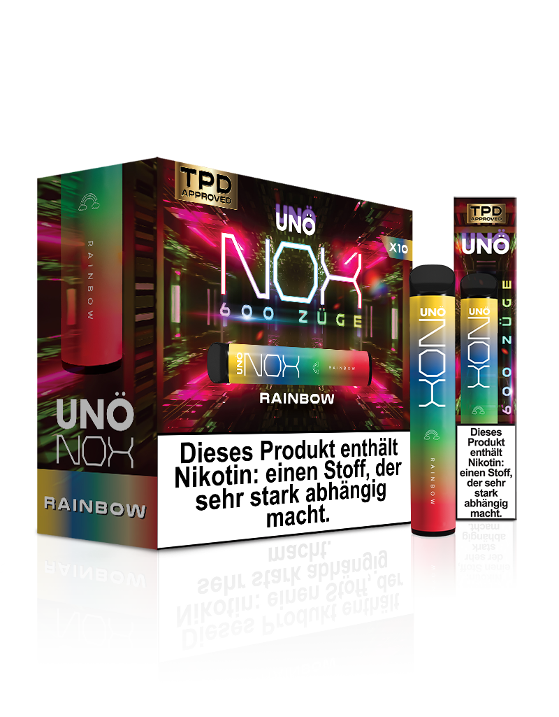 UNONOX Vapes - ca. 700 Zge - 2% Nikotin - Rainbow B&B Hookah Shop UNONOX Vapes - ca. 700 Zge - 2% Nikotin - Rainbow B&B Hookah Shop