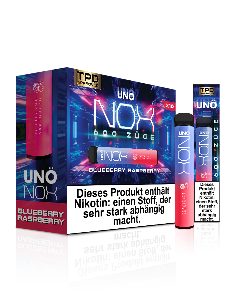 UNONOX Vapes - ca. 700 Züge - 2% Nikotin - Blueberry Raspberry