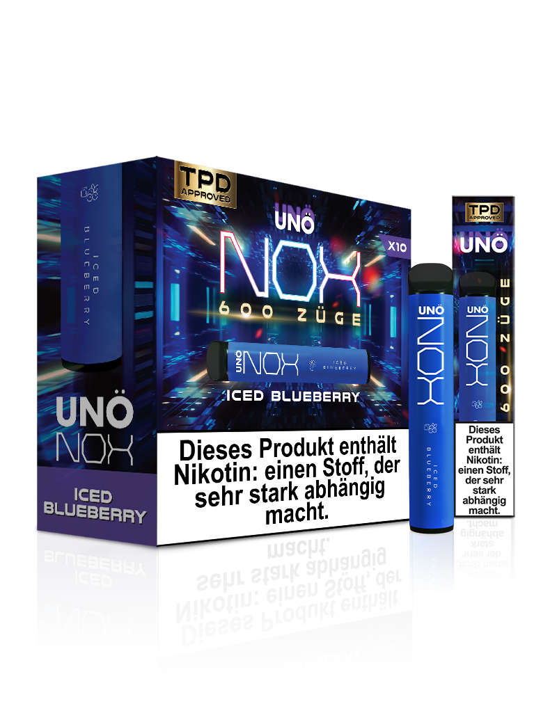 UNONOX Vapes - ca. 700 Züge - 2% Nikotin - Iced Blueberry