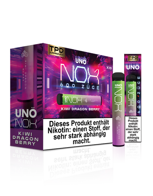 UNONOX Vapes - ca. 700 Züge - 2% Nikotin - Kiwi Dragon Berry