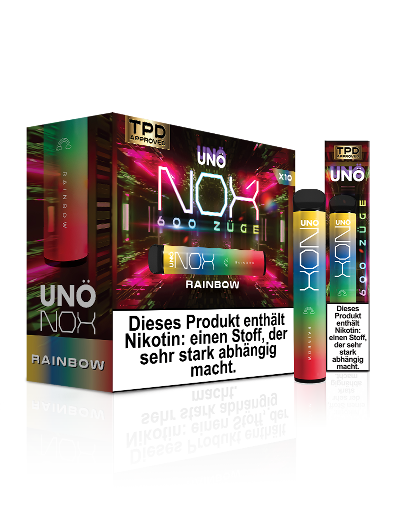 UNONOX Vapes - ca. 700 Züge - 2% Nikotin - Rainbow
