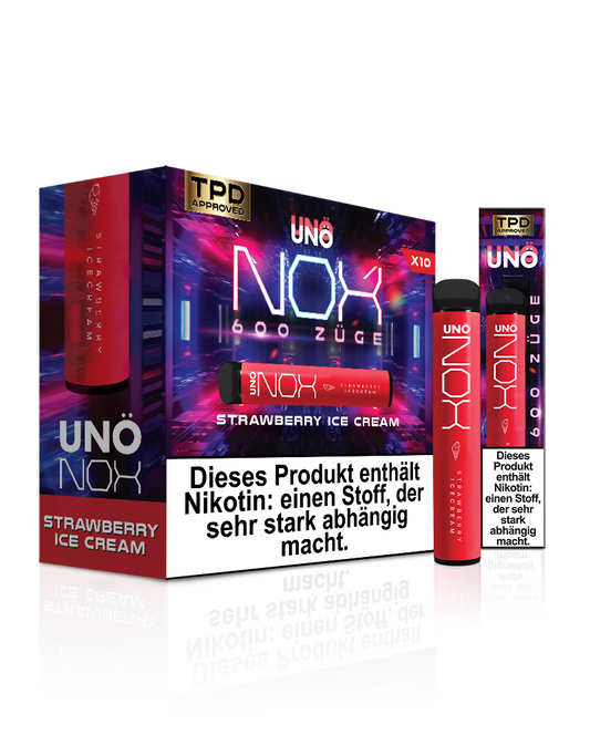 UNONOX Vapes - ca. 700 Züge - 2% Nikotin - Strawberry Ice Cream
