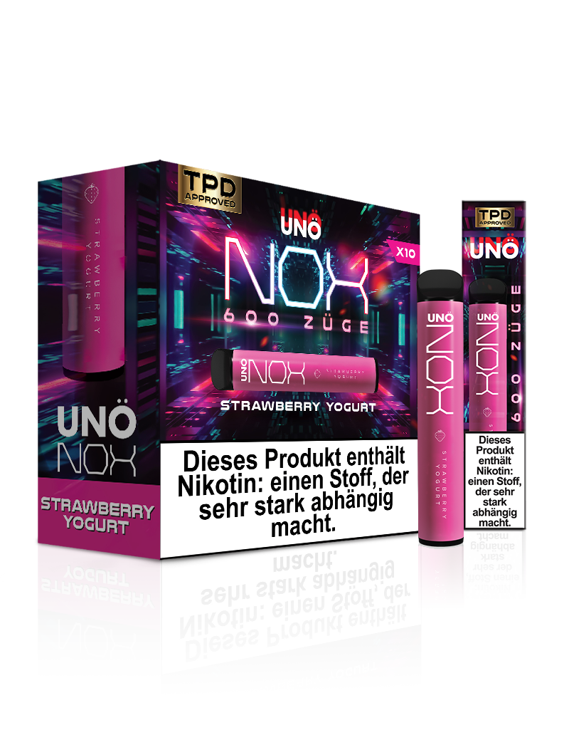 UNONOX Vapes - ca. 700 Züge - 2% Nikotin - Strawberry Yogurt