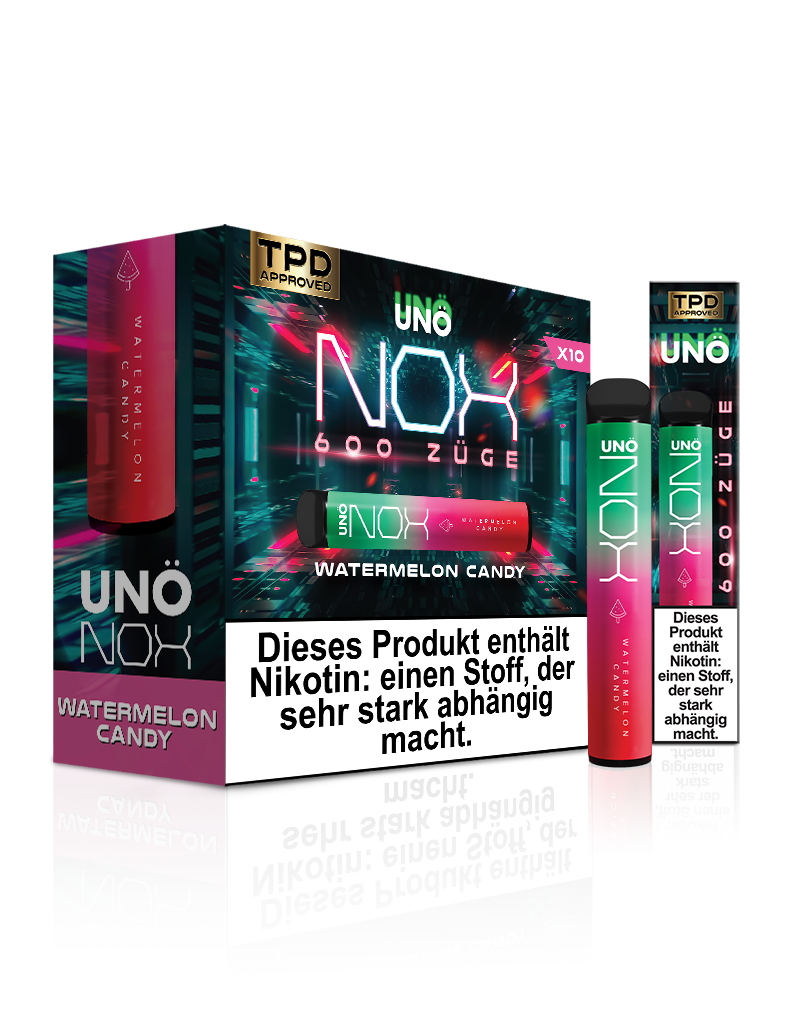 UNONOX Vapes - ca. 700 Züge - 2% Nikotin - Watermelon Candy