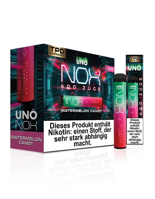 UNONOX Vapes - ca. 700 Züge - 2% Nikotin - Watermelon Candy