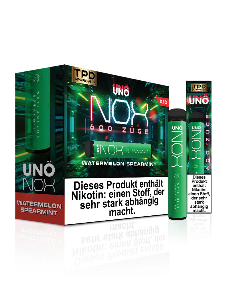 UNONOX Vapes - ca. 700 Züge - 2% Nikotin - Watermelon Spearmint